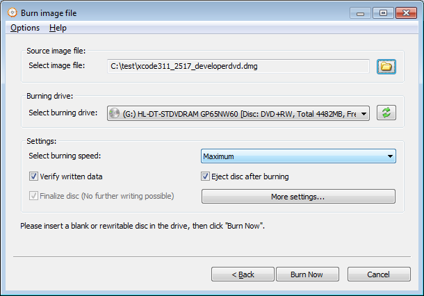 burn a dmg to dvd in windows